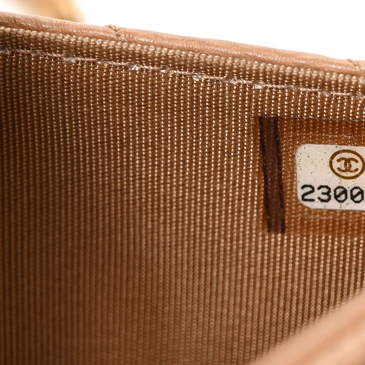 Calfskin Chevron Quilted Wallet On Chain WOC Beige