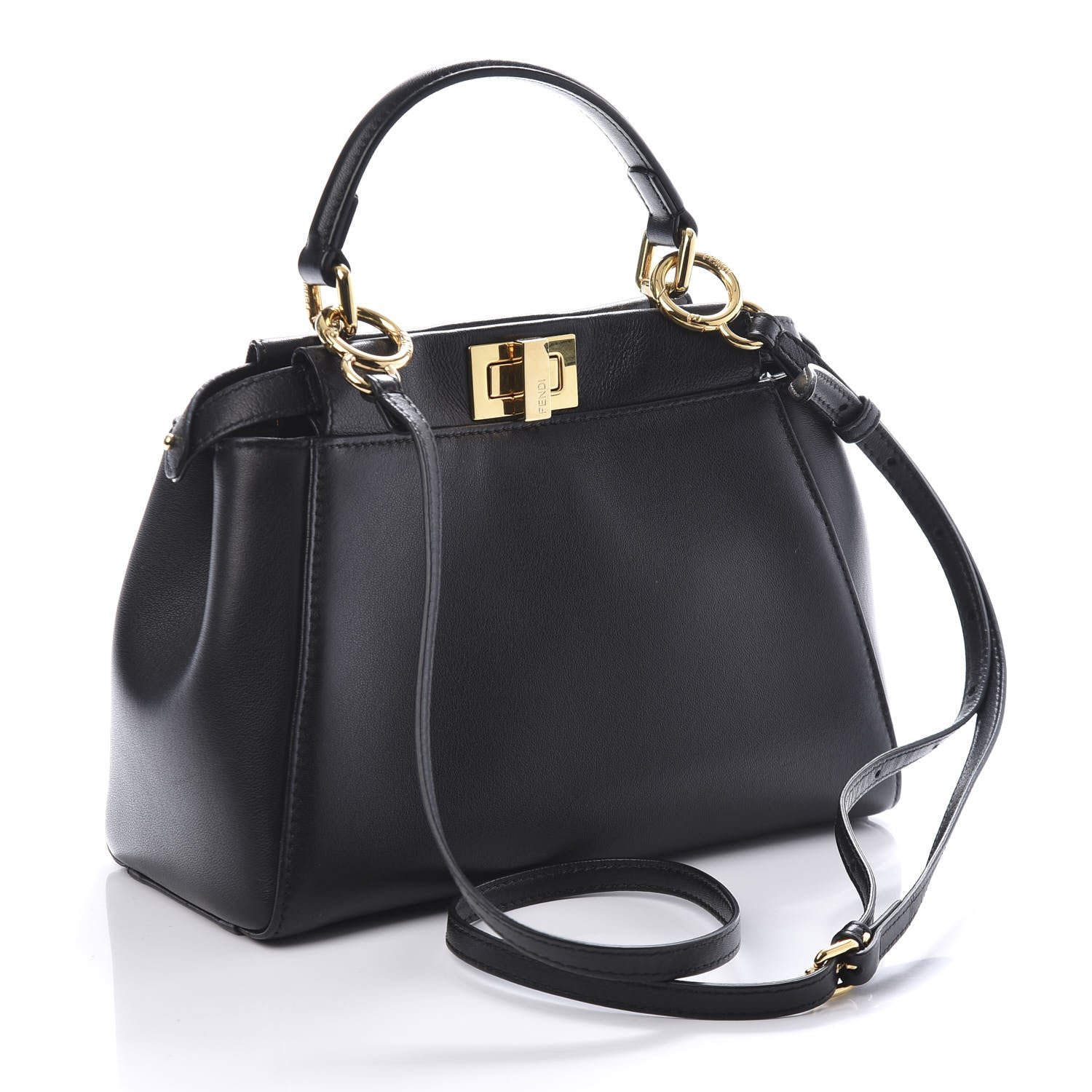 Fendi Nappa Mini Peekaboo Iconic Satchel Black 3 of 10