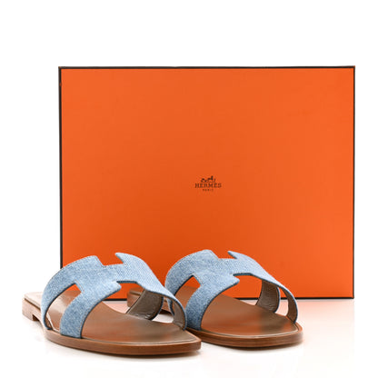Hermes Denim Canvas Oran Sandals 41 Bleu Clair 9 of 9