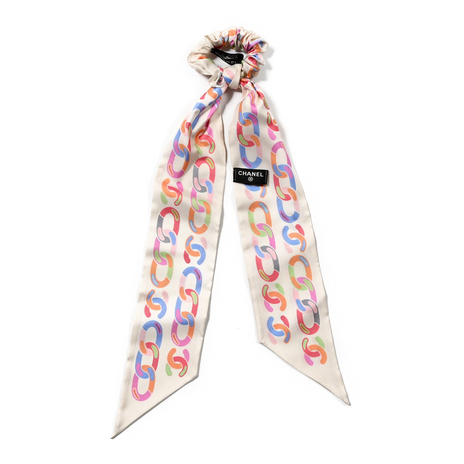 Chanel Silk CC Twilly Hair Tie White Multicolor 1361313 – FASHIONPHILE