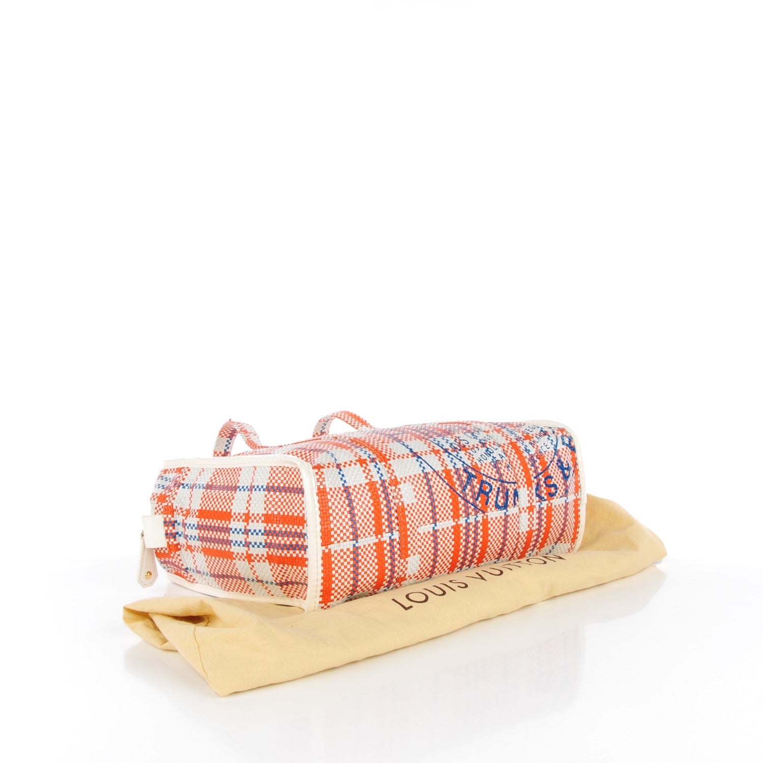 Louis Vuitton Woven Leather Plaid Laundry Tote Orange 4 of 7