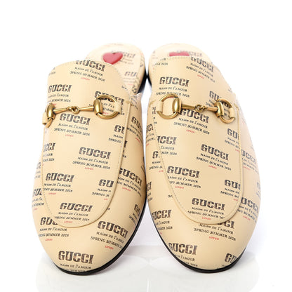 Gucci Calfskin Stamp Print Womens Princetown Slippers 37 Soy Black 5 of 11