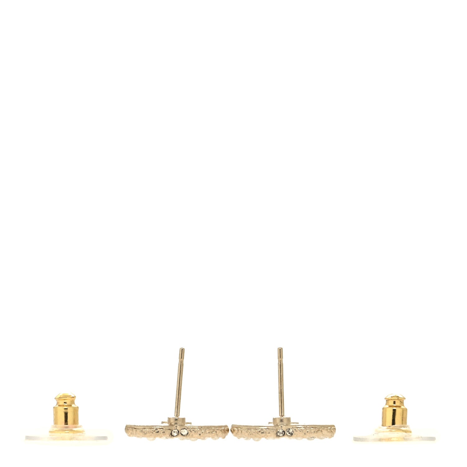 Chanel Metal Graduated Pearl Crystal CC Earrings Light Gold 3 of 5