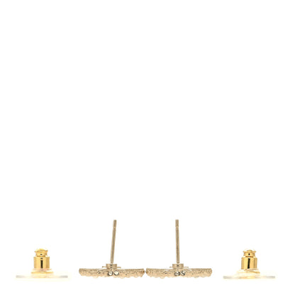 Chanel Metal Graduated Pearl Crystal CC Earrings Light Gold 3 of 5