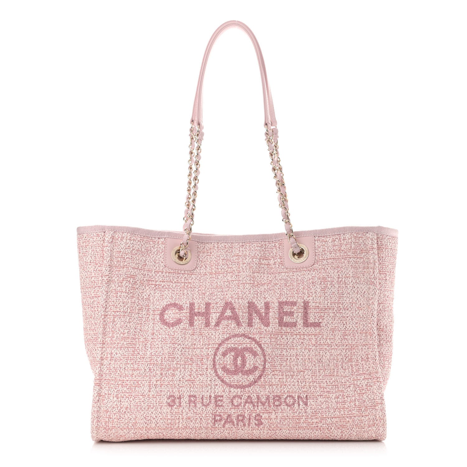Chanel Lurex Boucle Small Deauville Tote Pink 1 of 9