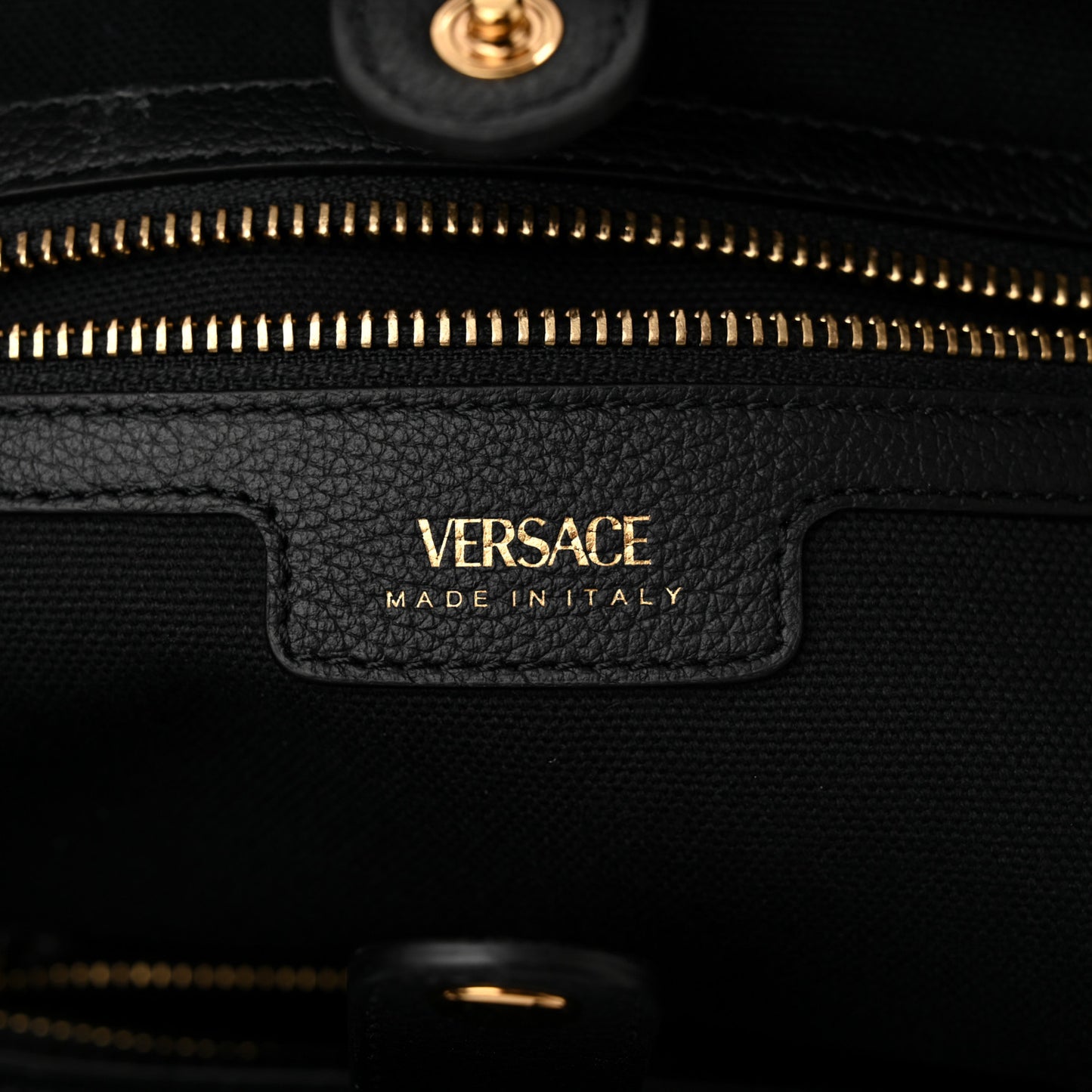 Canvas Calfskin La Medusa Small Tote Black