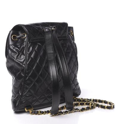 Chanel Lambskin Quilted Drawstring Backpack Black 2 of 13