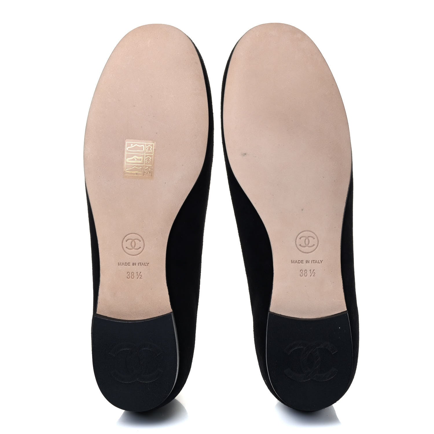 Chanel Kid Suede CC Flats 38.5 Black 4 of 7