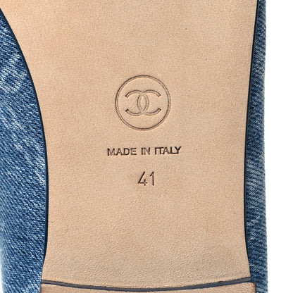 Chanel Denim Printed Cap Toe Ballerina Flats 41 Blue 8 of 9