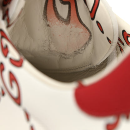 Gucci Calfskin GucciGhost Print Womens Ace Sneakers 8 White Hibiscus Red 10 of 12