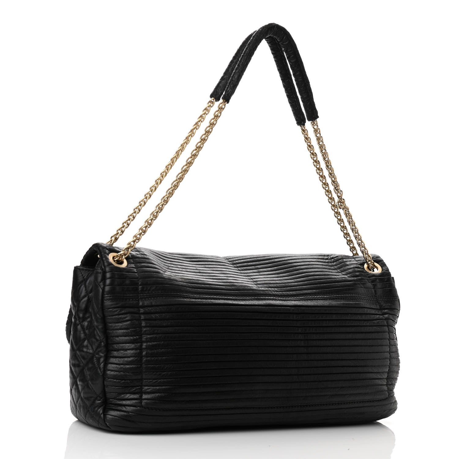 Chanel Lambskin Pleated Flap Shoulder Bag Black 2 of 9