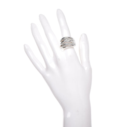 David Yurman Sterling Silver 18mm Wide Crossover Cable Ring 54 7 2 of 5