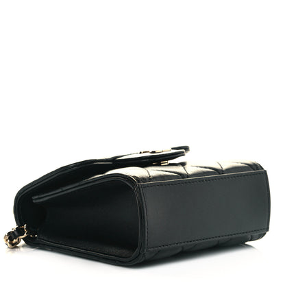 Chanel Lambskin Quilted Top Handle Flap Clutch With Chain Black 3 of 9