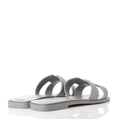 Hermes Epsom Oran Sandals 38 Bleu Glacier 4 of 8