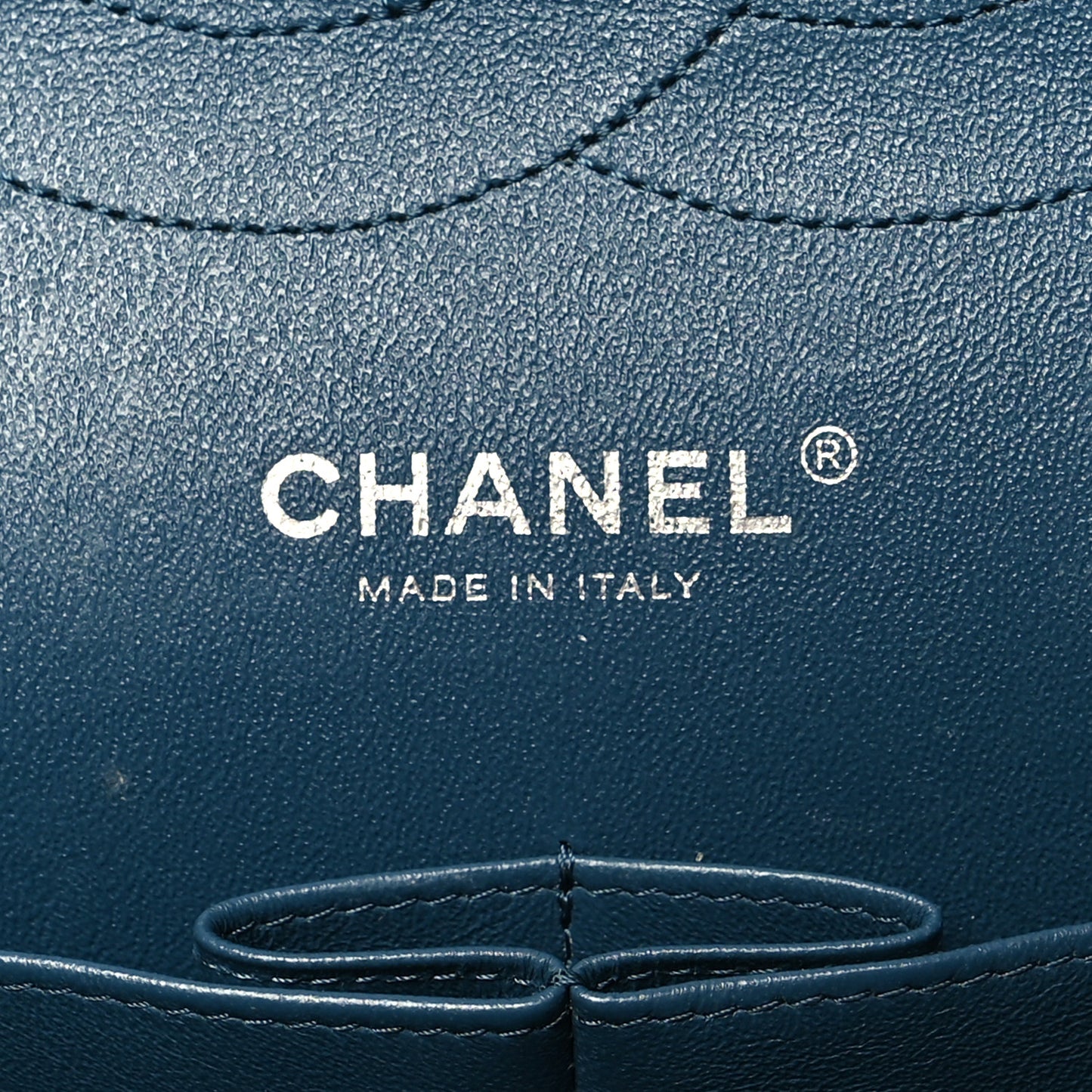 Caviar Chevron Quilted Jumbo Double Flap Blue