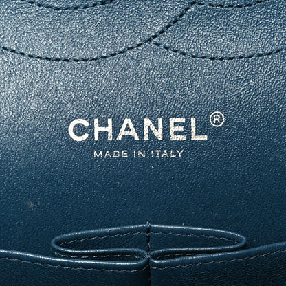 Chanel Caviar Chevron Quilted Jumbo Double Flap Blue 6 of 11