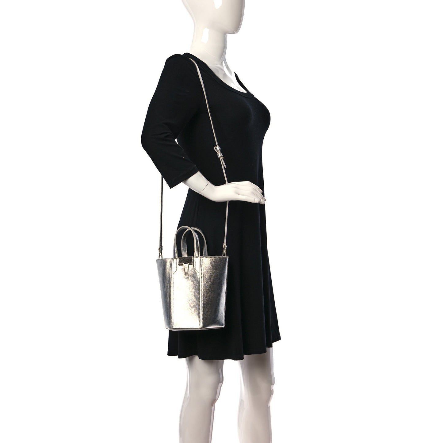 Laminated Calfskin Allen Bucket Bag Silver