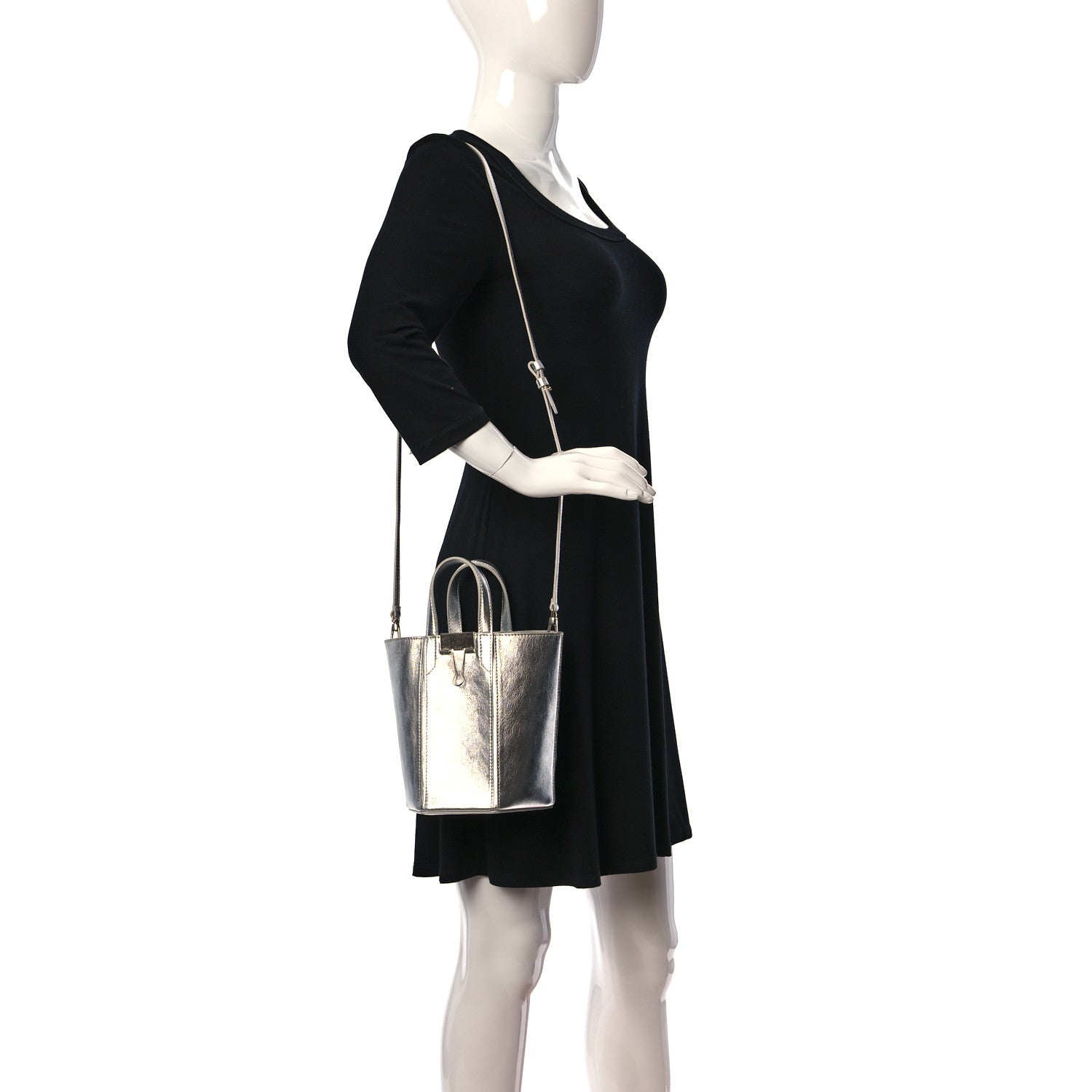 Off-White Laminated Calfskin Allen Bucket Bag Silver 2 of 8