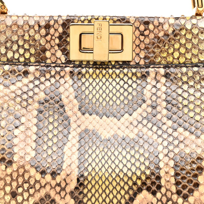 Fendi Snakeskin Mini Peekaboo Iconic Satchel Pink Green 9 of 14