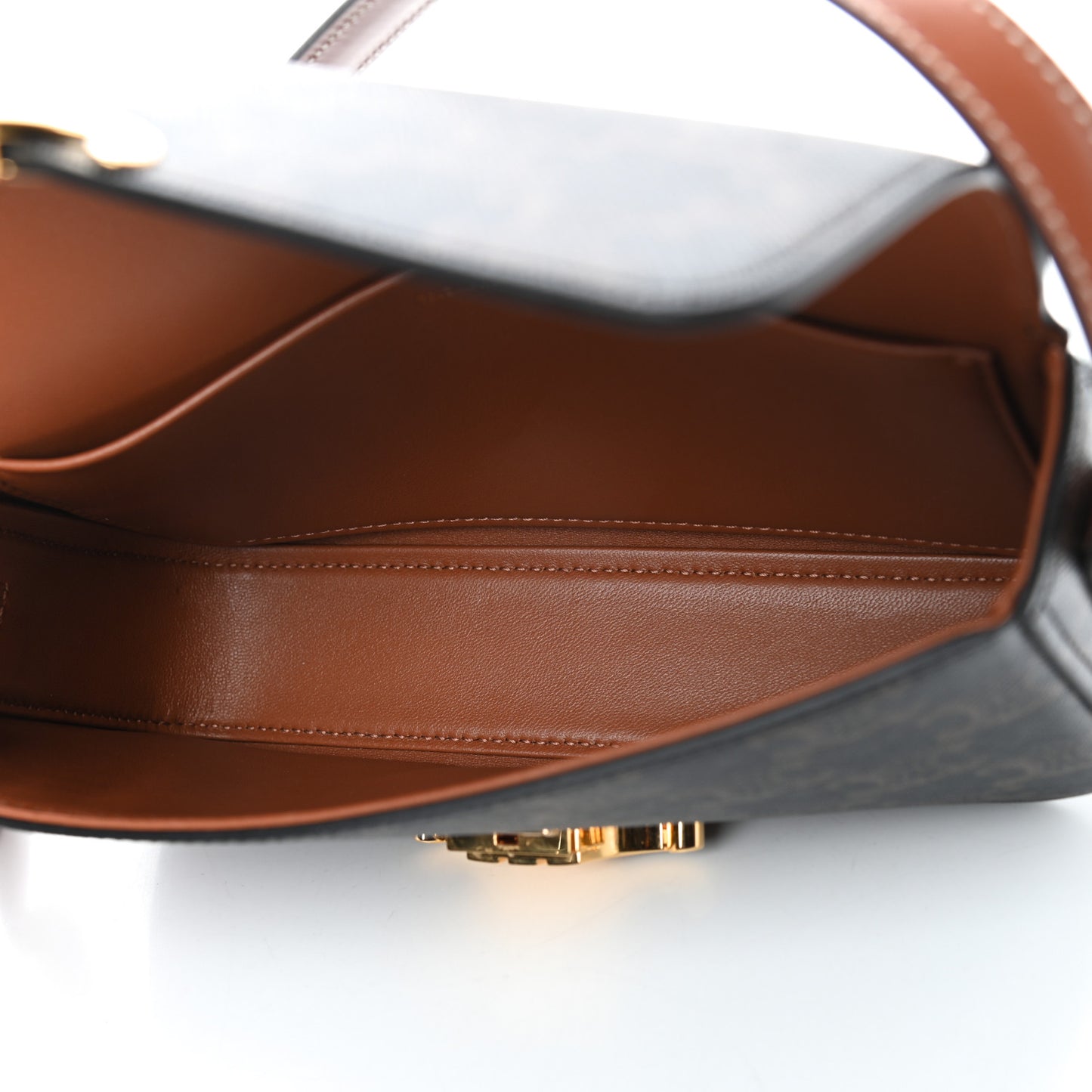 Canvas Calfskin Triomphe Shoulder Bag Tan