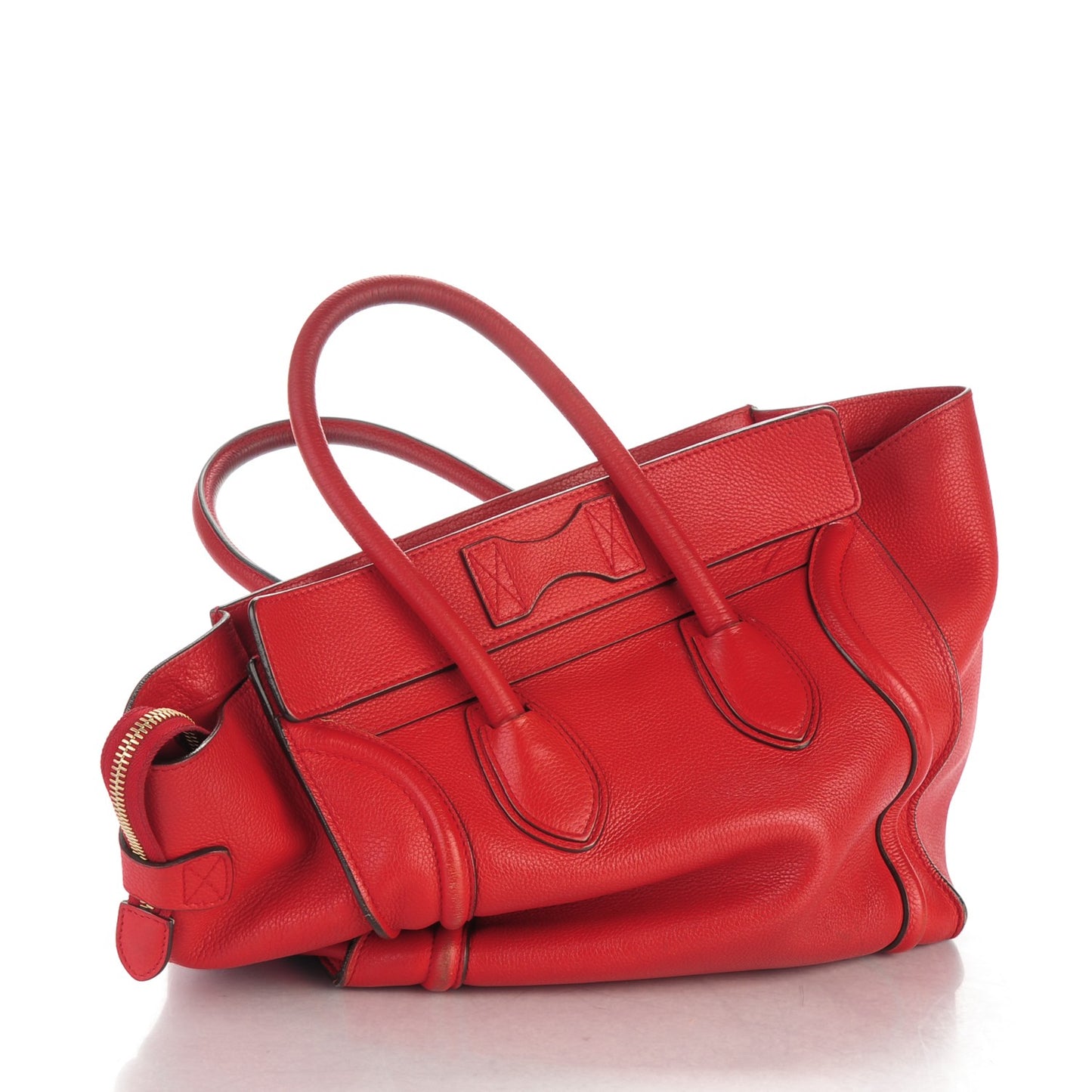 Drummed Calfskin Mini Luggage Coquelicot