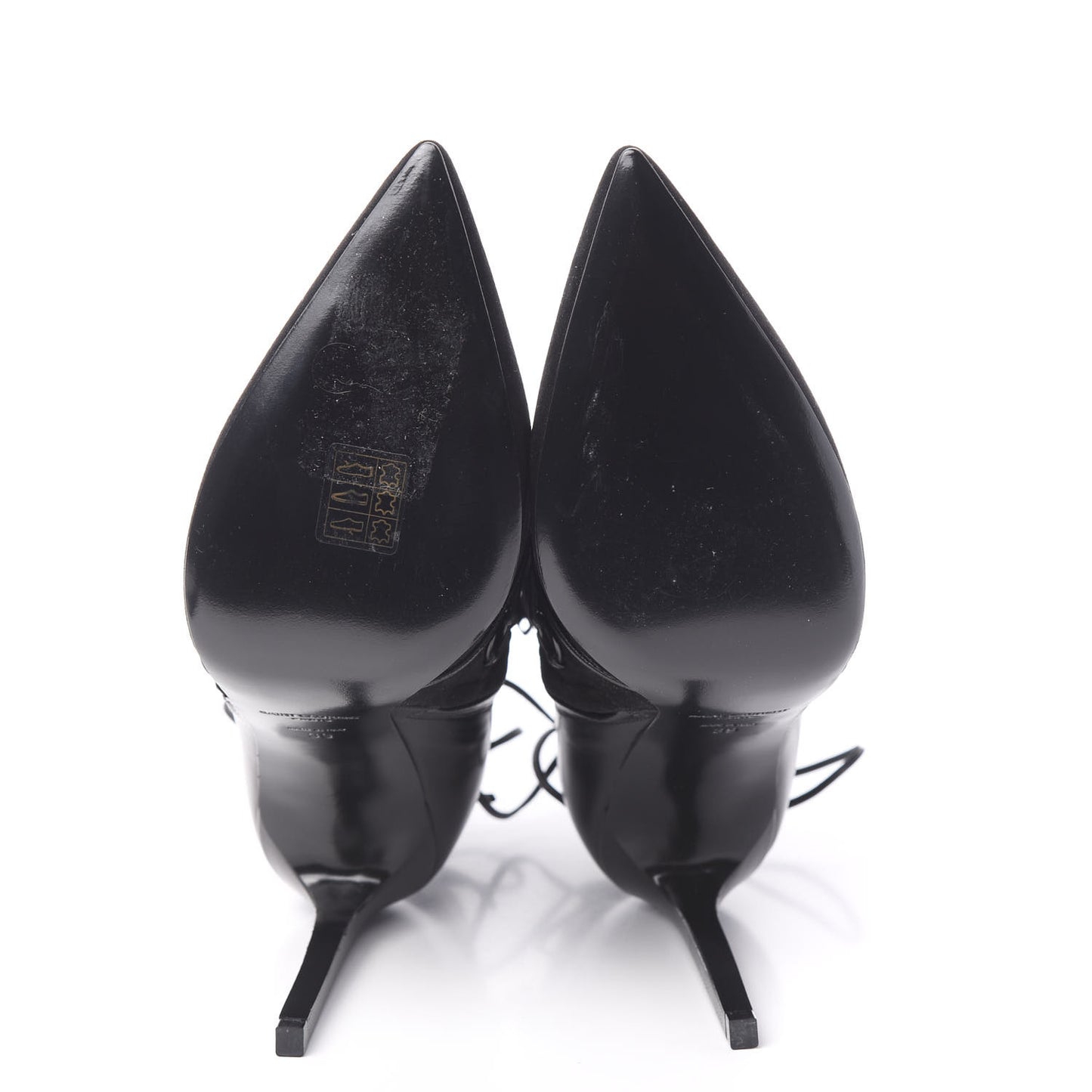 Calfskin Velvet Lace Up Ankle Boots 39 Black