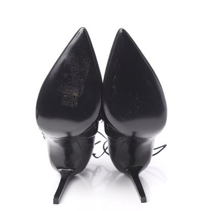 Saint Laurent Calfskin Velvet Lace Up Ankle Boots 39 Black 5 of 9