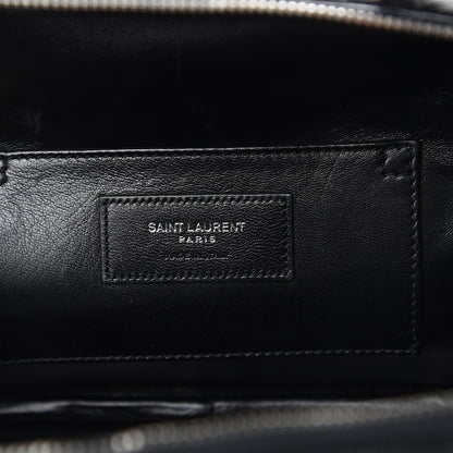 Saint Laurent Calfskin Crocodile Embossed Monogram Lunch Box Bag Black 6 of 10