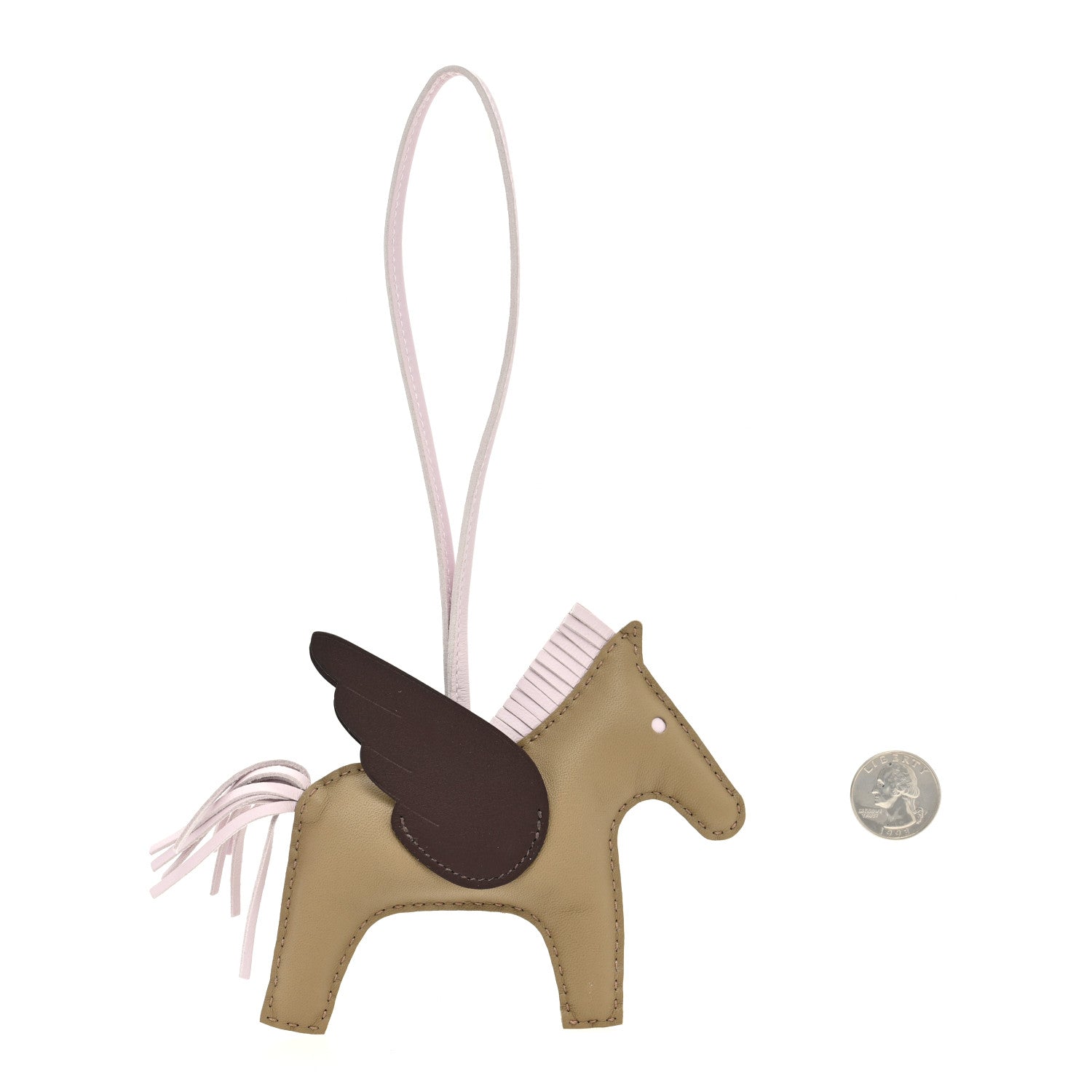 Hermes Milo Lambskin Grigri Rodeo Pegase Horse Bag Charm MM Beige Marfa Mauve Pale Moka 2 of 4