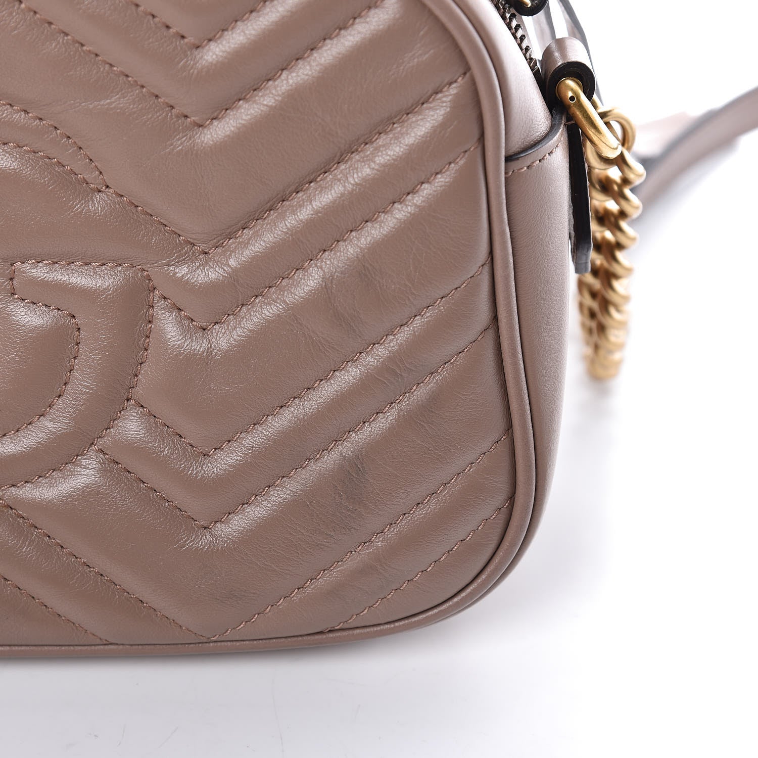 Gucci Calfskin Matelasse Small GG Marmont Chain Shoulder Bag Porcelain Rose 8 of 11