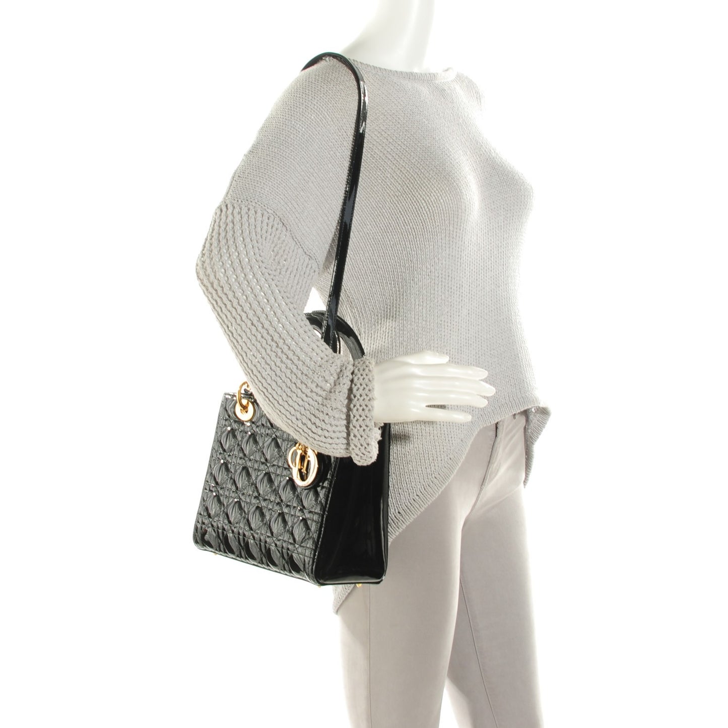 Patent Cannage Medium Lady Dior Black