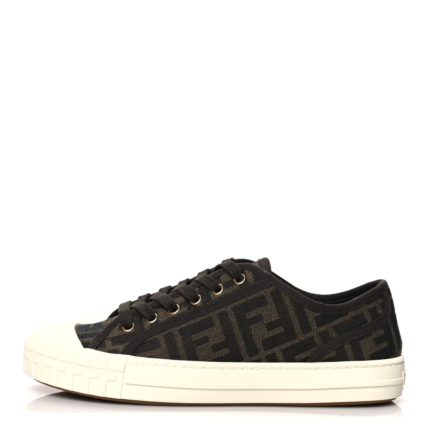 Fabric Jacquard FF Womens Domino Low Top Sneakers 39 Tobacco