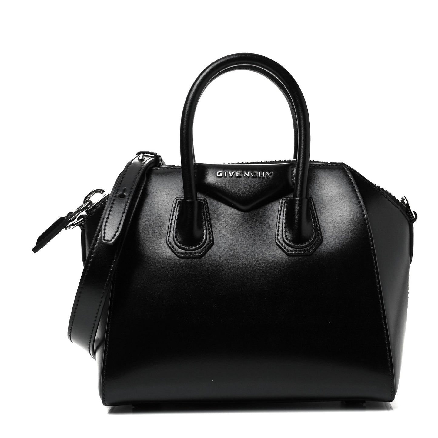 Shiny Lord Calfskin Mini Antigona Black