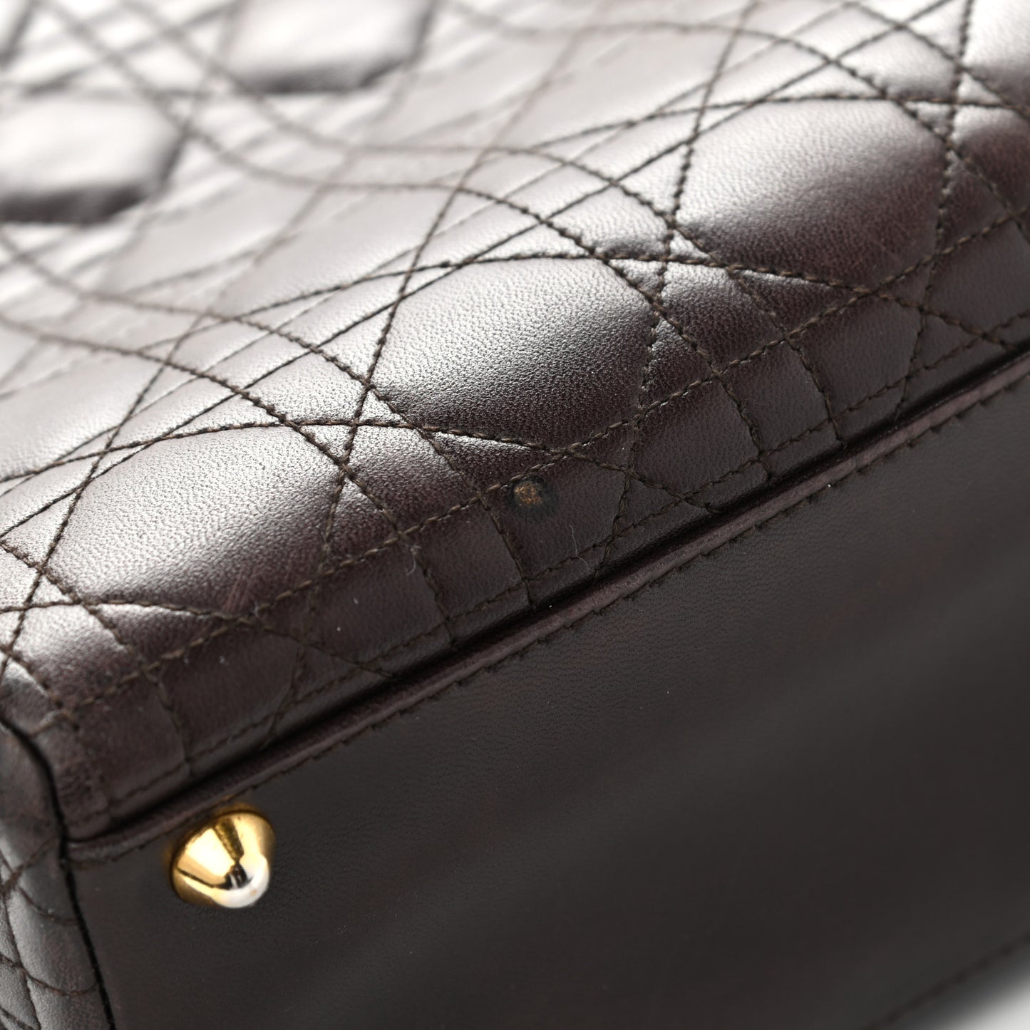 Lambskin Cannage Large Lady Dior Dark Brown
