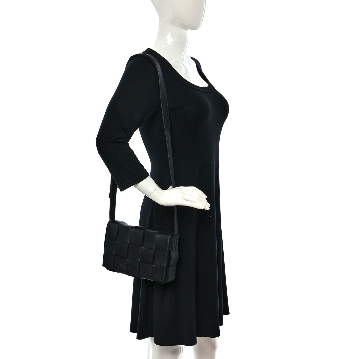 Lambskin Maxi Intrecciato Cassette Crossbody Bag Black