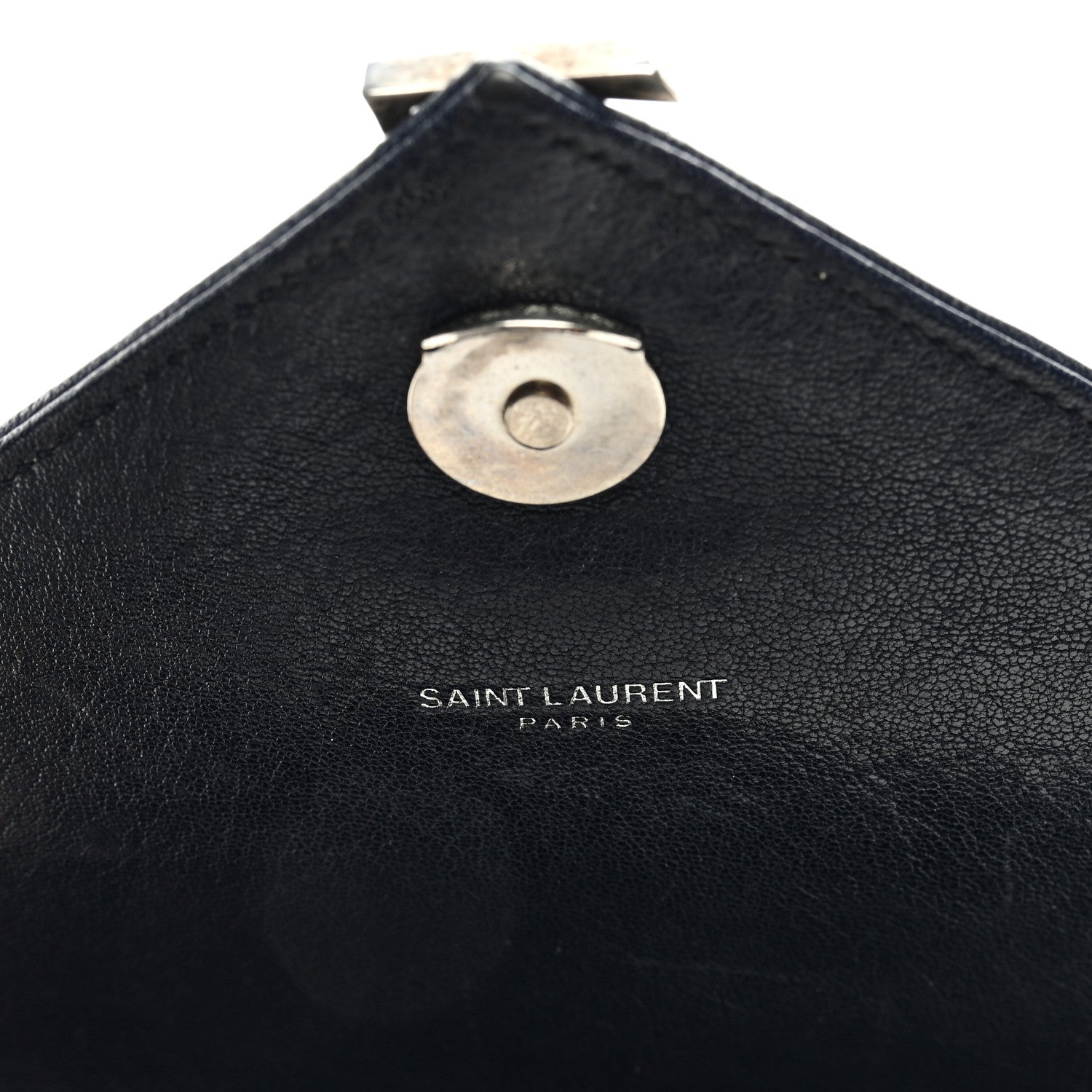 Saint Laurent Sheepskin Matelasse Chevron Monogram Medium College Bag Deep Marine 6 of 8