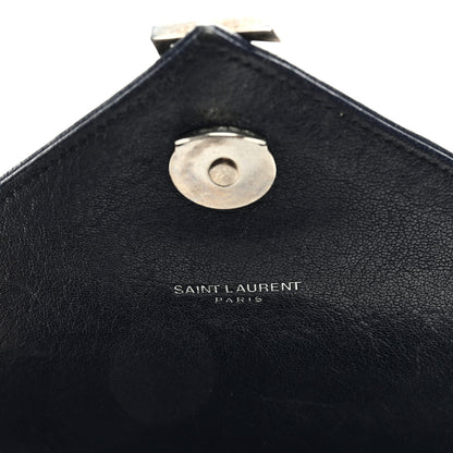 Saint Laurent Sheepskin Matelasse Chevron Monogram Medium College Bag Deep Marine 6 of 8