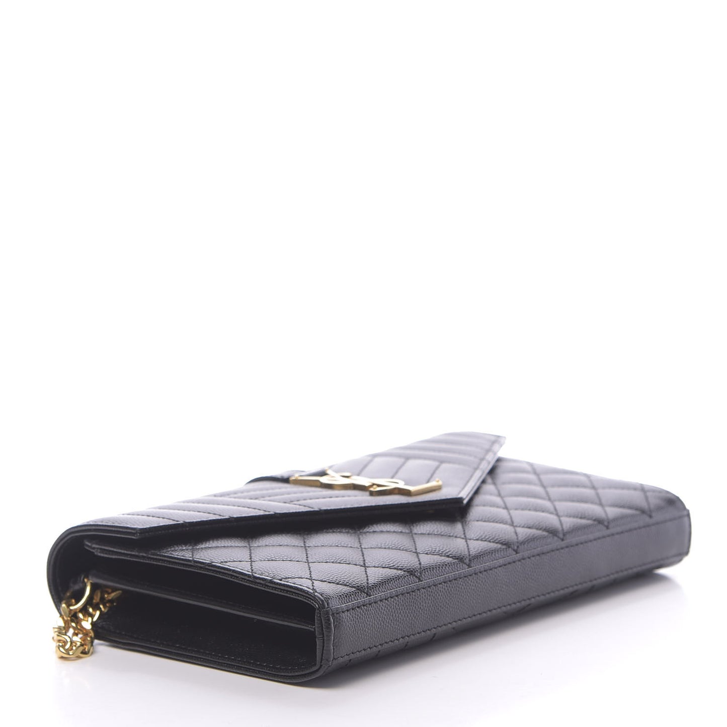 Grain De Poudre Mixed Matelasse Triquilt Monogram Chain Wallet Black