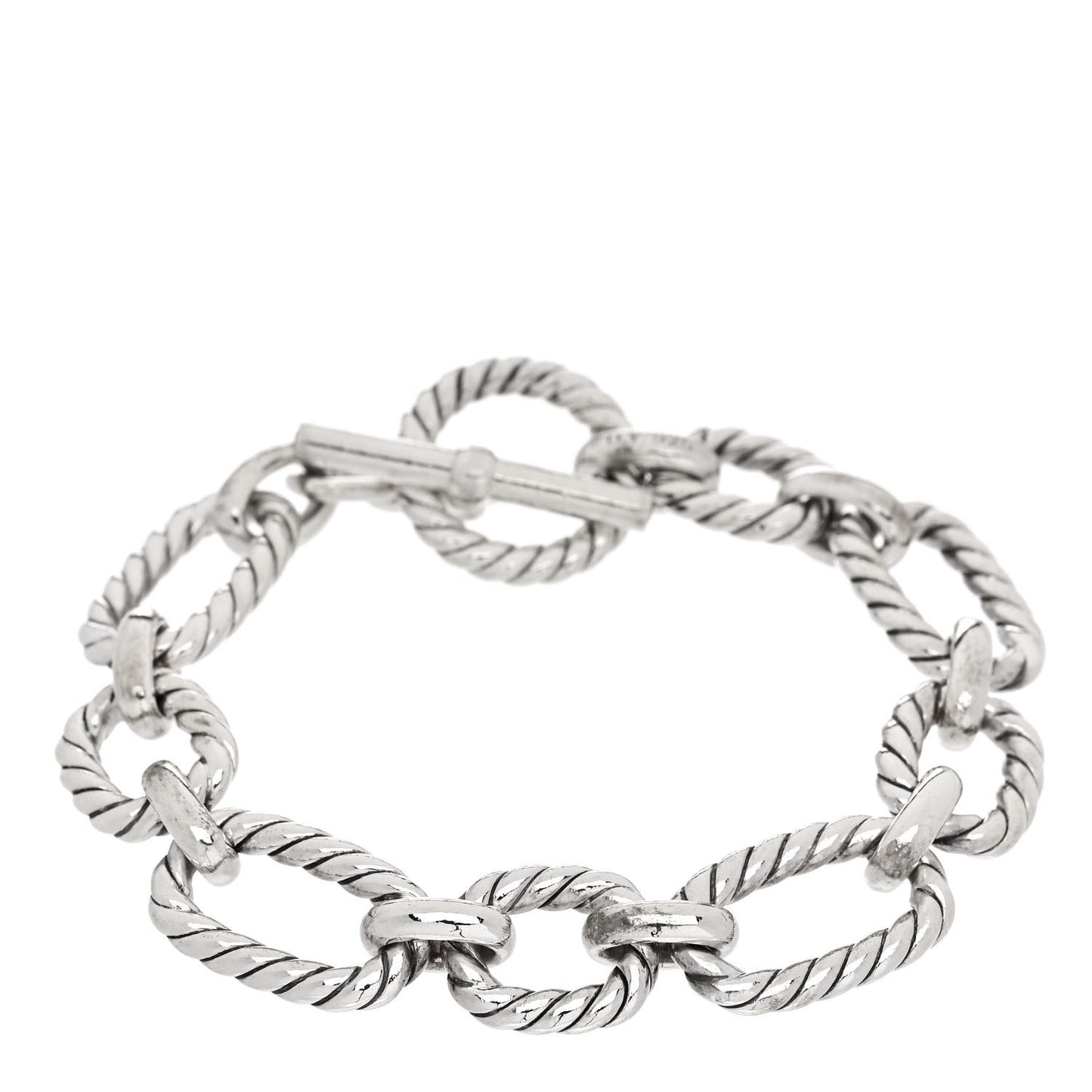 Sterling Silver Blue Sapphire 12.5mm Cushion Link Bracelet