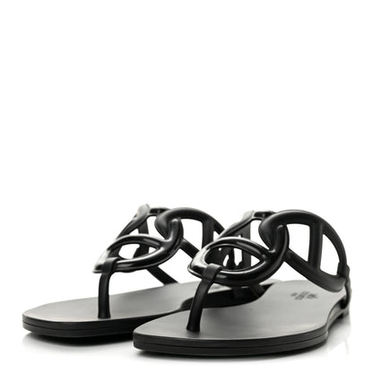 Hermes Rubber Womens Egerie Sandals 36 Black 4 of 10