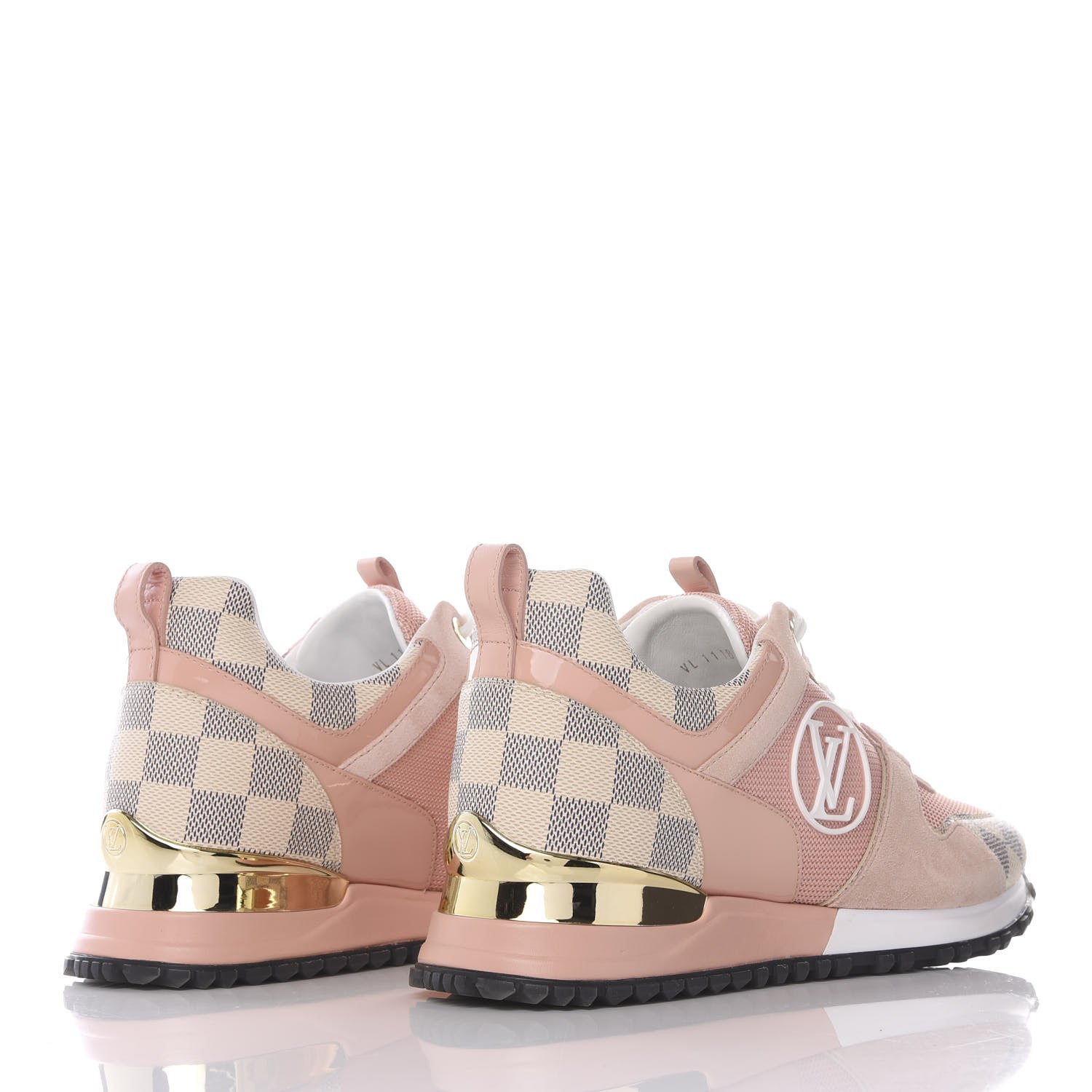 Louis Vuitton Suede Damier Azur Run Away Sneakers 37.5 Pink 4 of 8