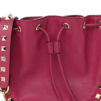 Valentino Garavani Vitello Mini Rockstud Chain Strap Bucket Bag Deep Cyclamin 7 of 9