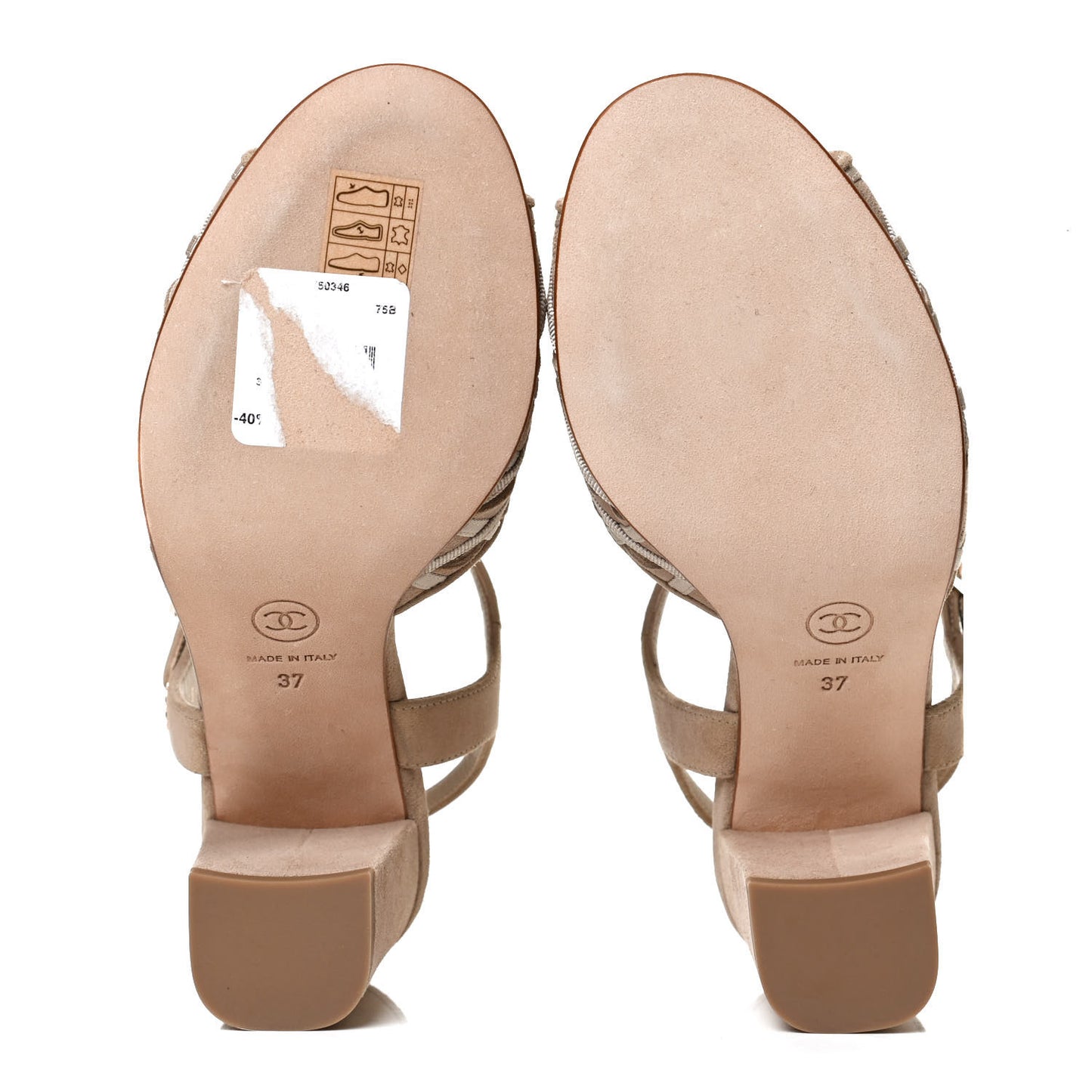 Suede Grosgrain Criss Cross Ankle Strap Sandals 37 Beige