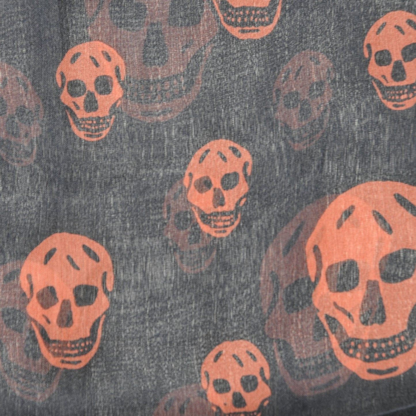 Silk Chiffon Skull Scarf Navy Orange