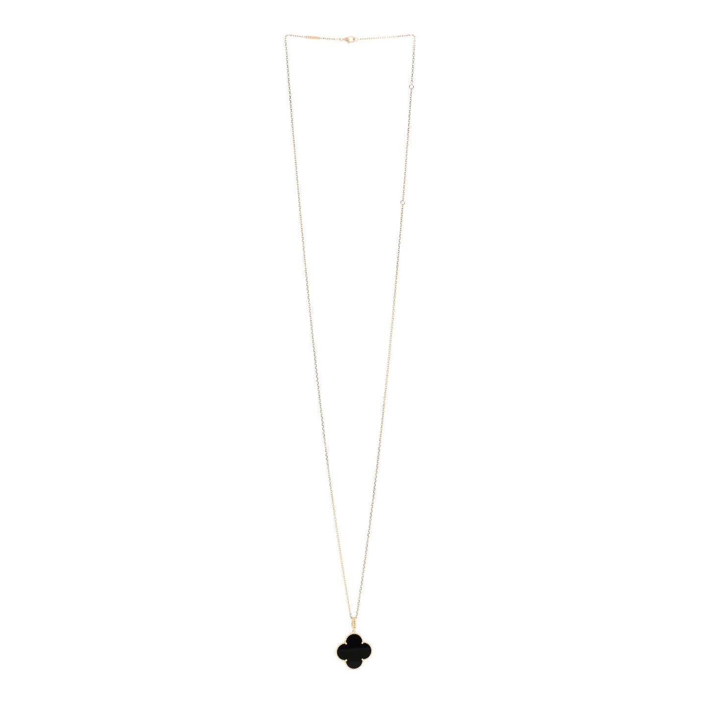 18K Yellow Gold Black Onyx Magic Alhambra Pendant Necklace