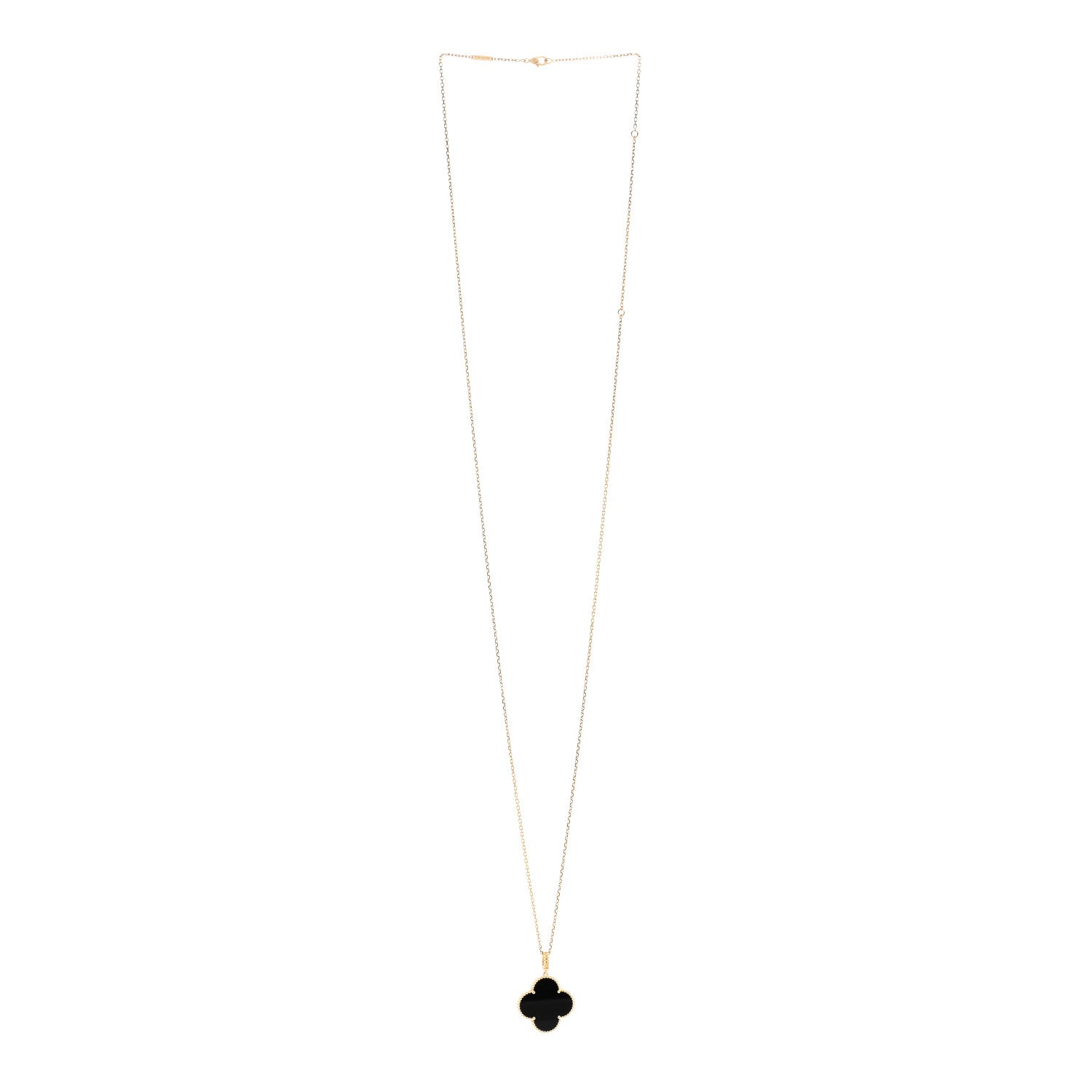 Van Cleef & Arpels 18K Yellow Gold Black Onyx Magic Alhambra Pendant Necklace 3 of 5