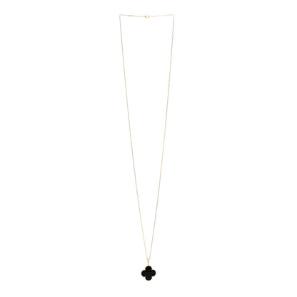 Van Cleef & Arpels 18K Yellow Gold Black Onyx Magic Alhambra Pendant Necklace 3 of 5
