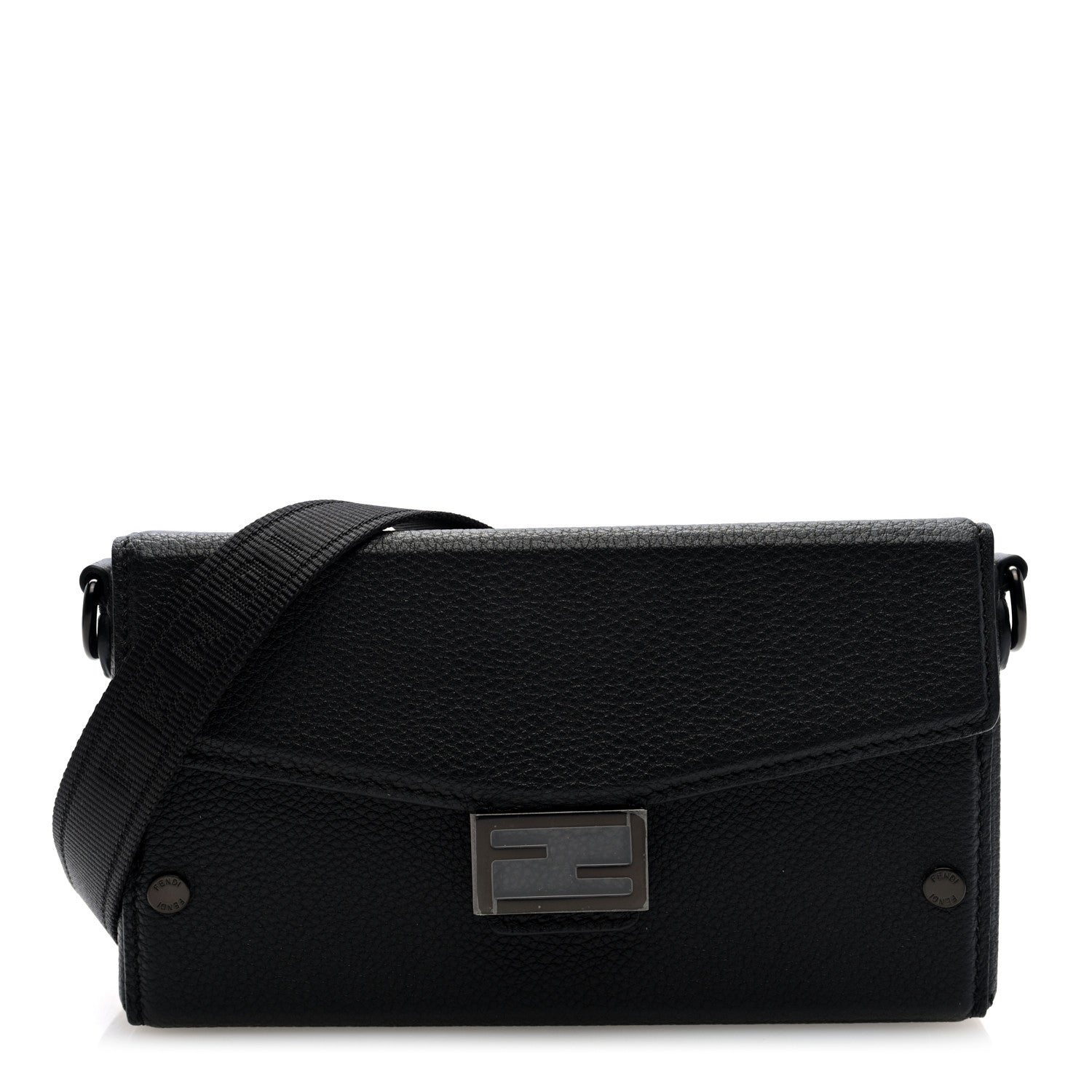 Fendi Vitello Cher Baguette Soft Trunk Phone Pouch Black 1 of 10