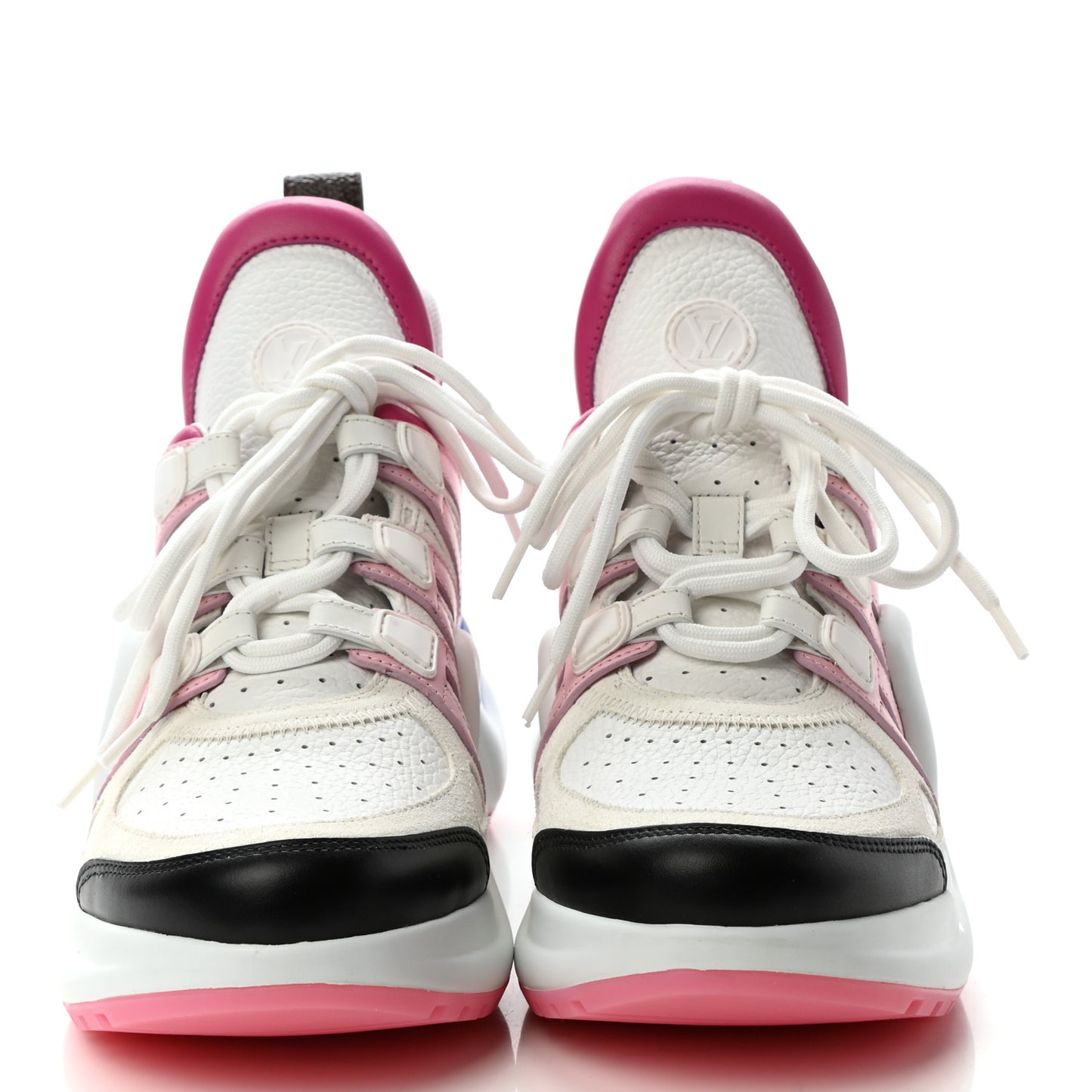 Calfskin Technical Nylon LV Archlight Sneakers 38 White Pink Blue