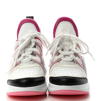 Louis Vuitton Calfskin Technical Nylon LV Archlight Sneakers 38 White Pink Blue 2 of 9
